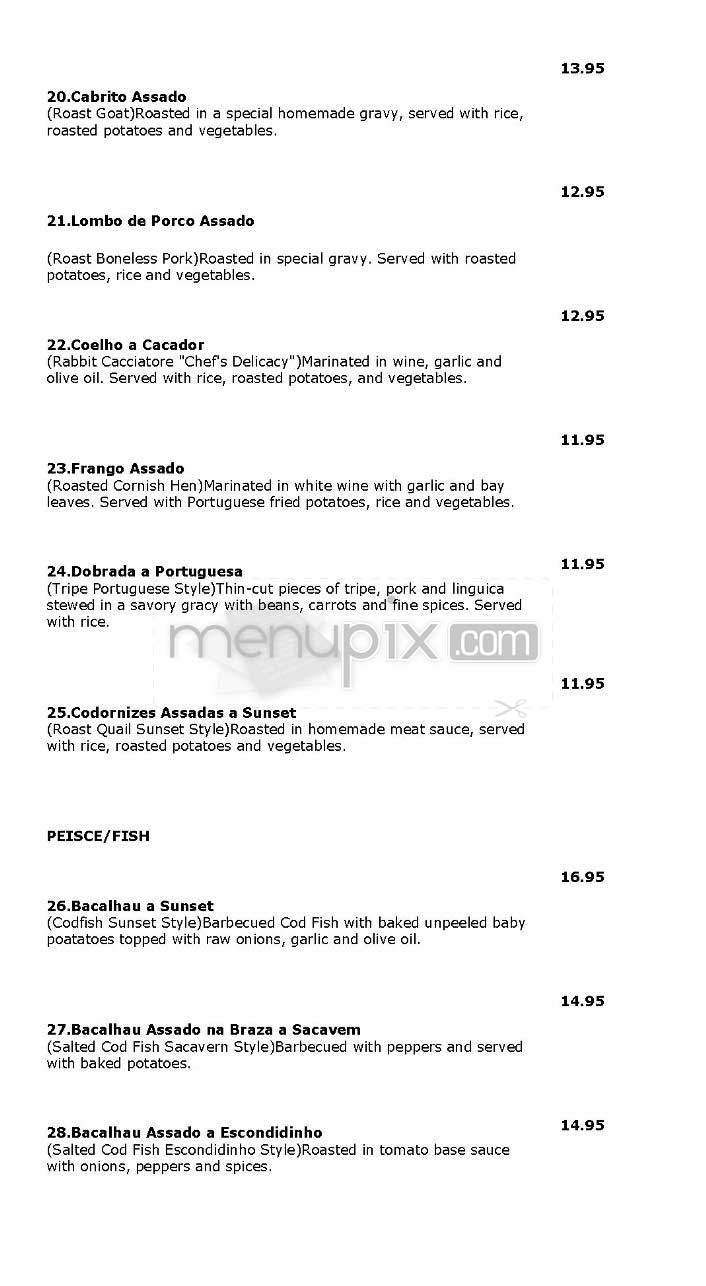 Sunset Cafe - Cambridge, MA menu_pic