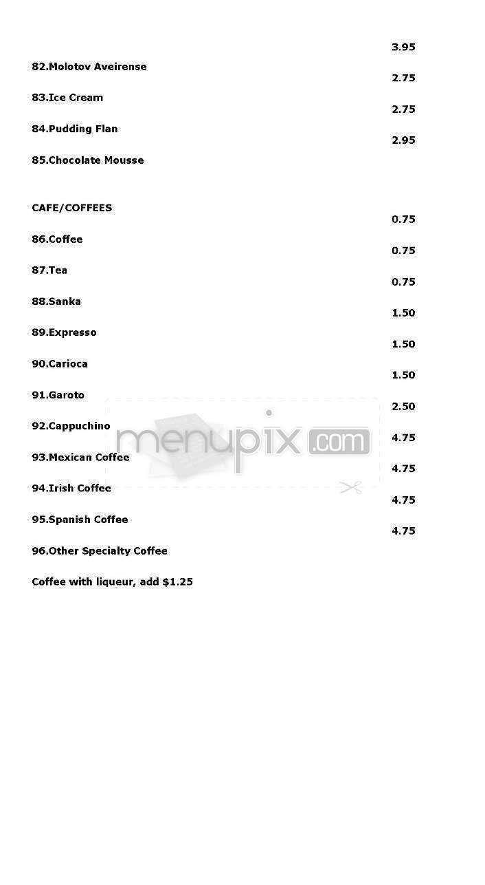Sunset Cafe - Cambridge, MA menu_pic