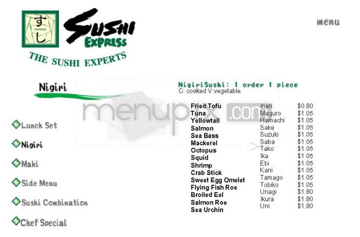 Sushi Express - Tulsa, OK menu_pic
