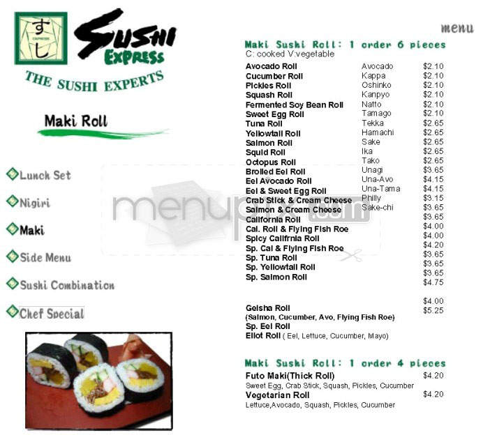 Sushi Express - Tulsa, OK menu_pic