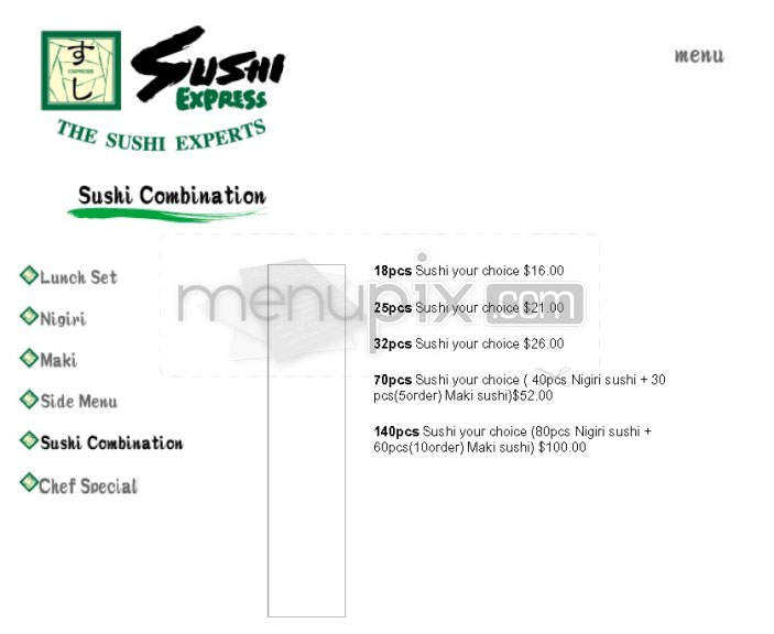 Sushi Express - Tulsa, OK menu_pic