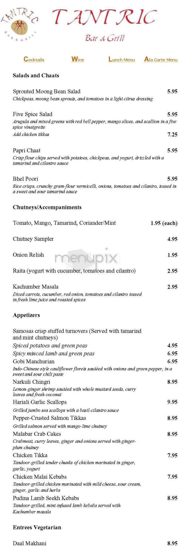 Tantric - Boston, MA menu_pic