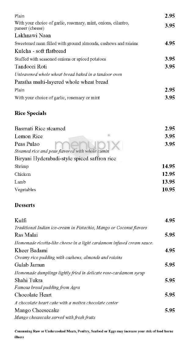Tantric - Boston, MA menu_pic
