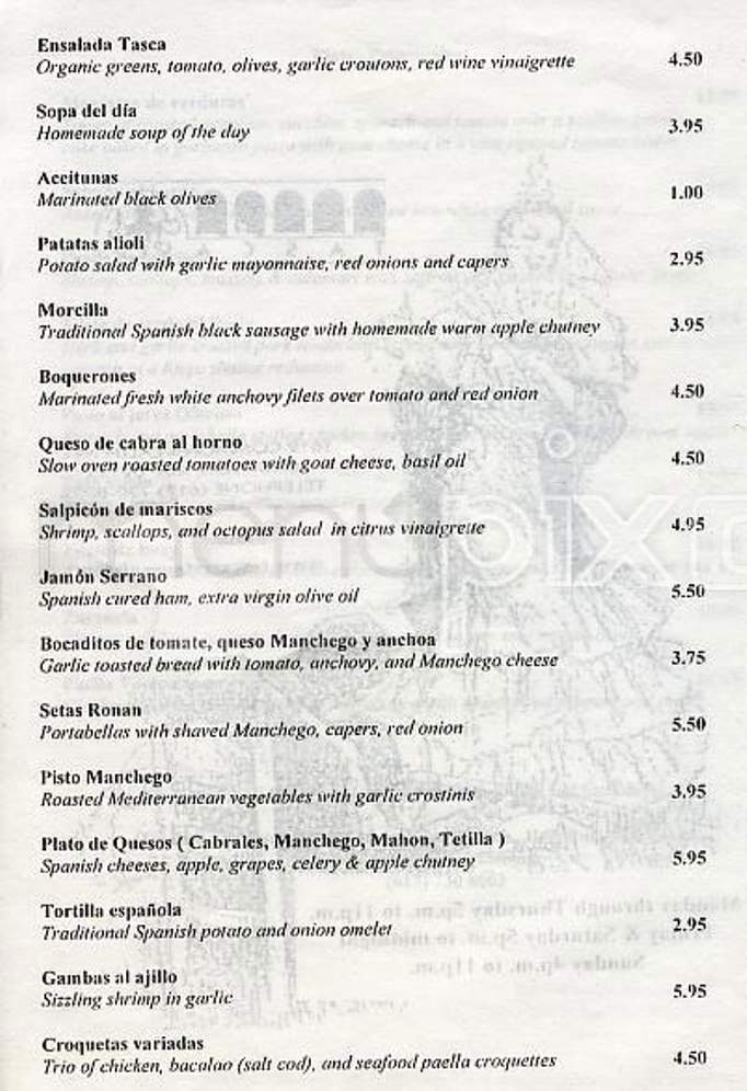 Tasca Spanish Tapas - Brighton, MA menu_pic