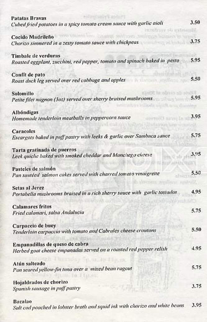 Tasca Spanish Tapas - Brighton, MA menu_pic
