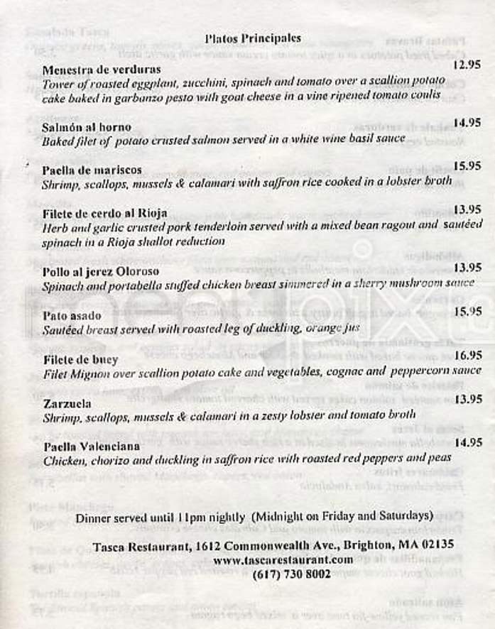 Tasca Spanish Tapas - Brighton, MA menu_pic
