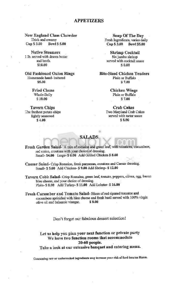 Tavern on the Charles - Brighton, MA menu_pic
