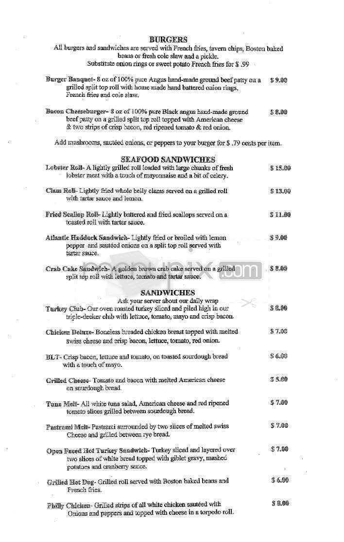 Tavern on the Charles - Brighton, MA menu_pic