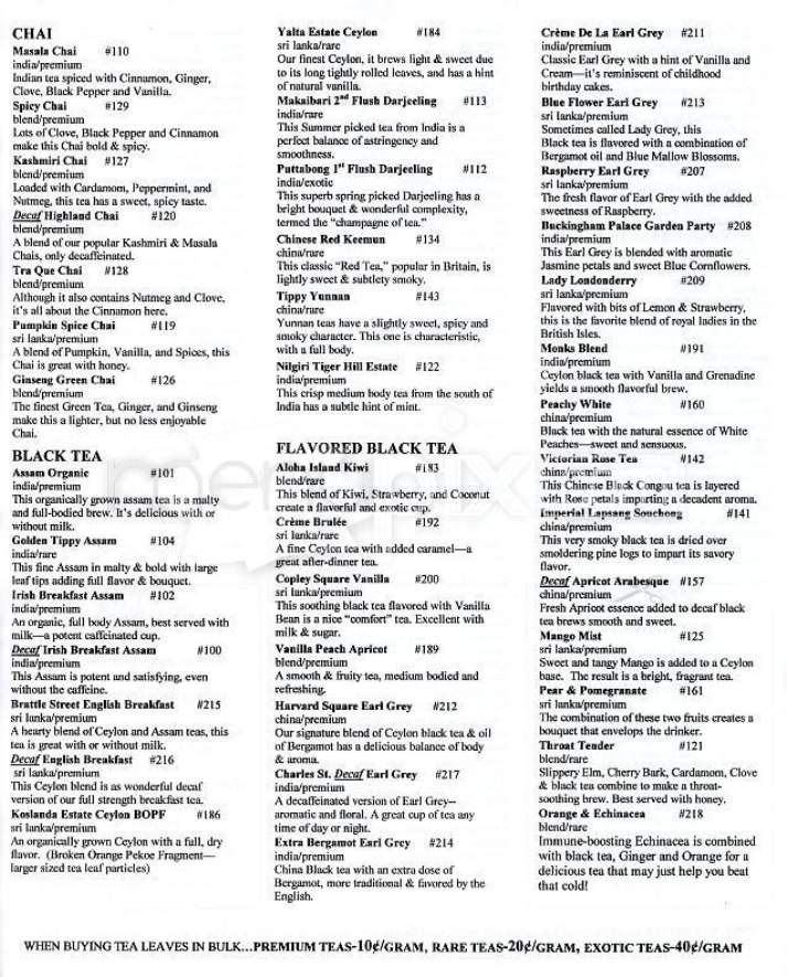 Tealuxe - Brookline, MA menu_pic