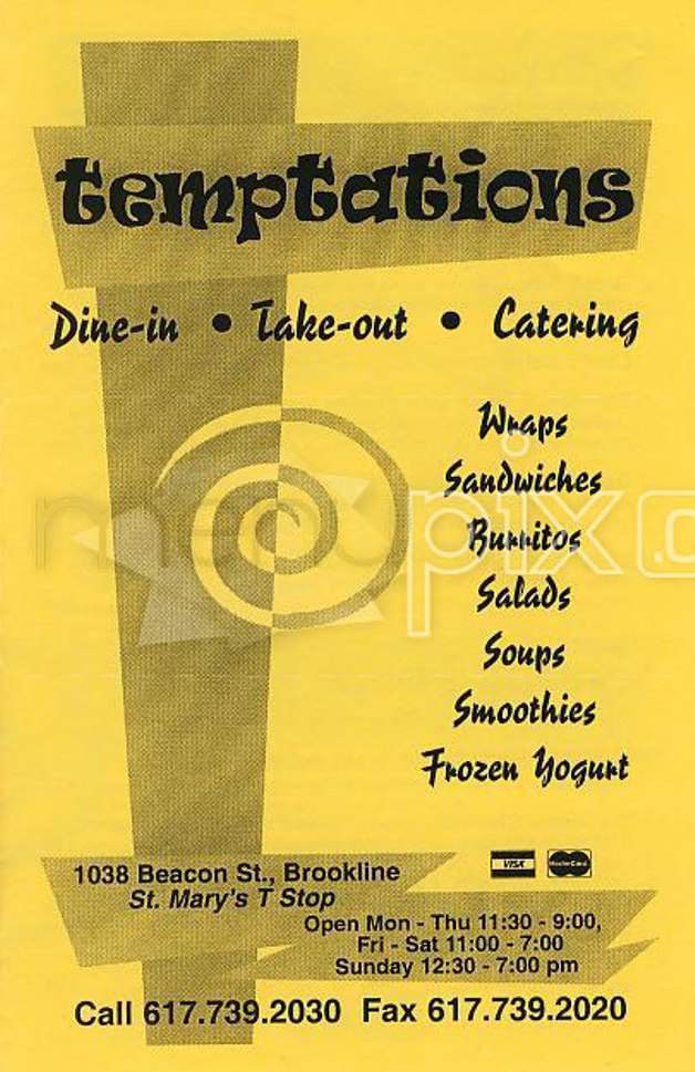 Temptations Cafe - Brookline, MA menu_pic