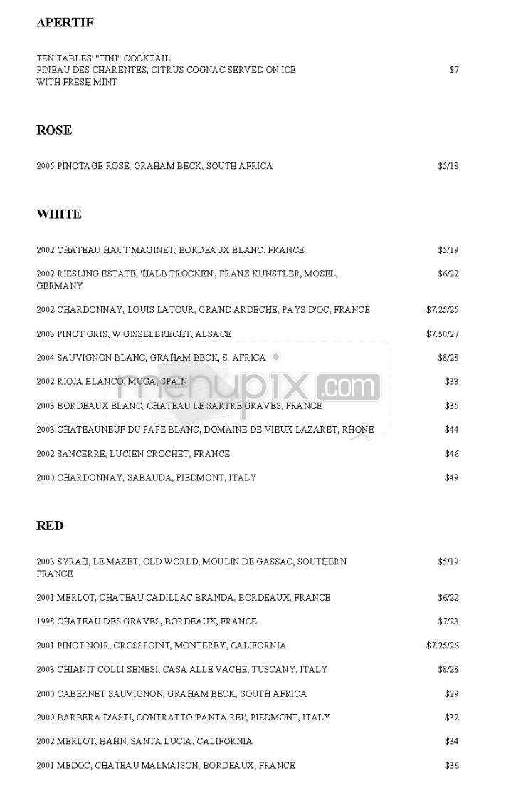 Ten Tables - Jamaica Plain, MA menu_pic