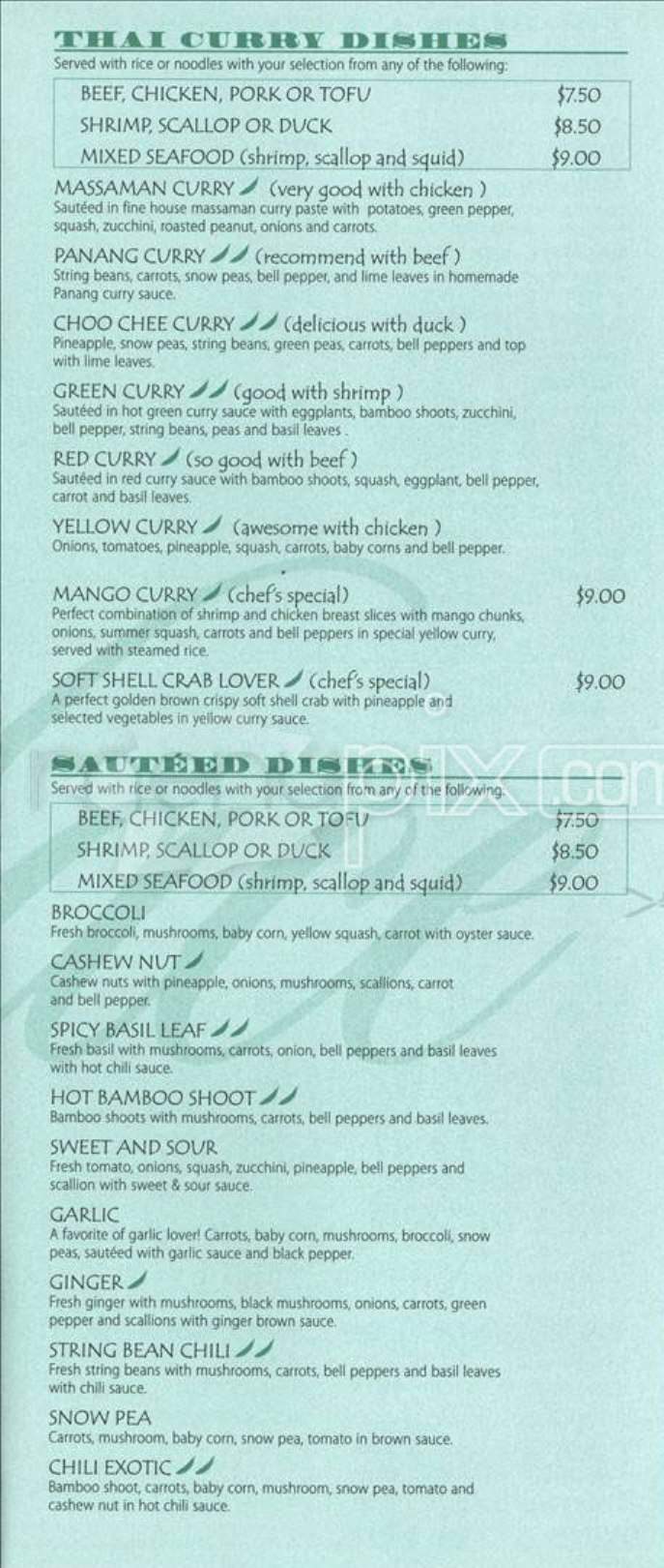 Thai Place - Allston, MA menu_pic