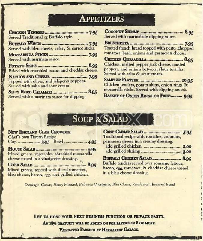 The Bell In Hand - Boston, MA menu_pic