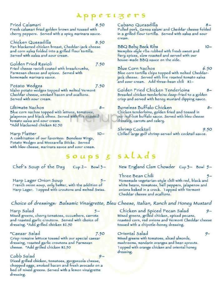 The Harp - Boston, MA menu_pic