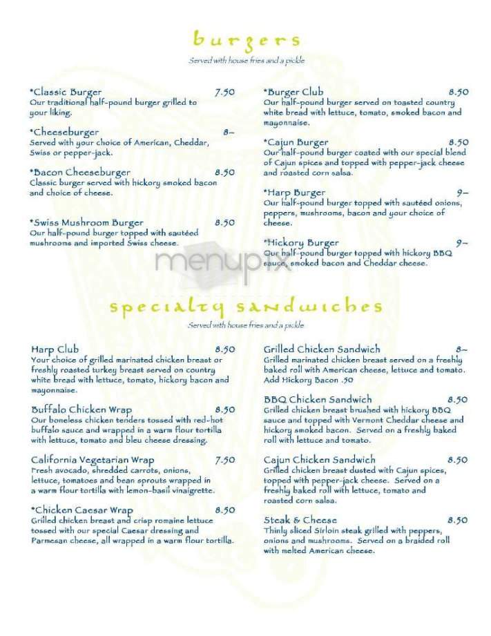 The Harp - Boston, MA menu_pic