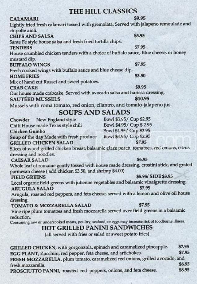 The Hill Tavern - Boston, MA menu_pic