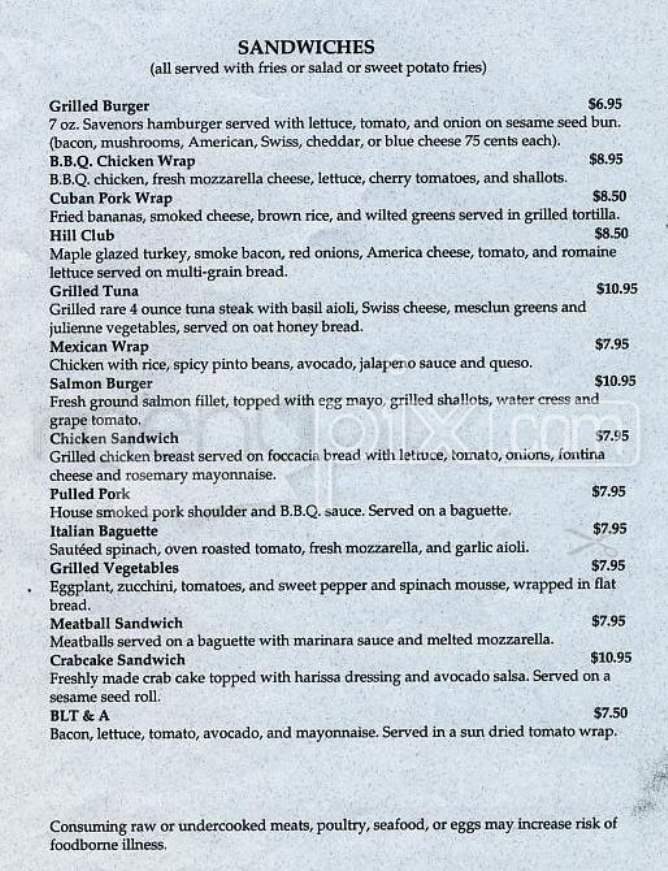 The Hill Tavern - Boston, MA menu_pic