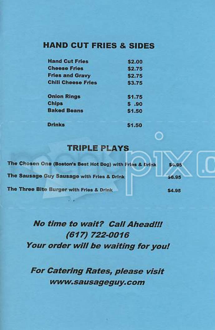 The Sausage Guy - Boston, MA menu_pic