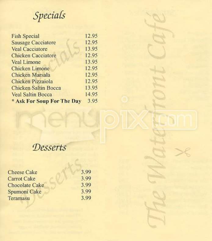 The WaterFront Cafe Bar-Grill - Boston, MA menu_pic