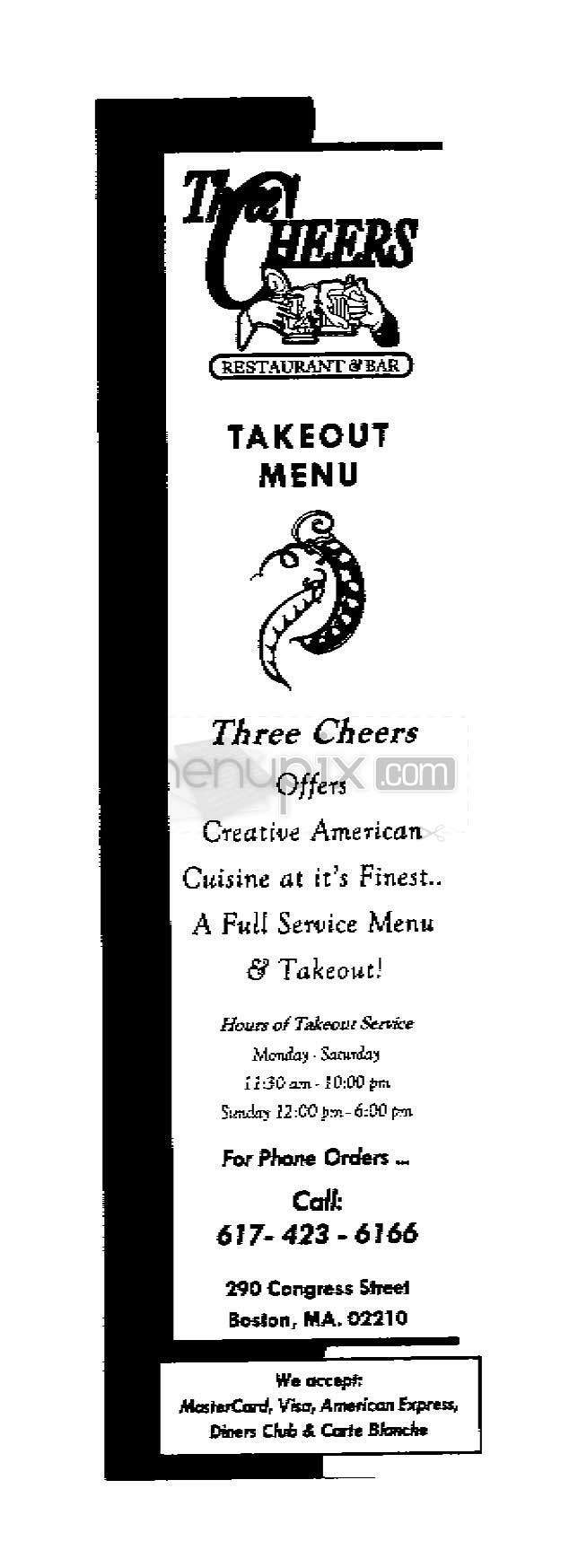 Three Cheers - Boston, MA menu_pic