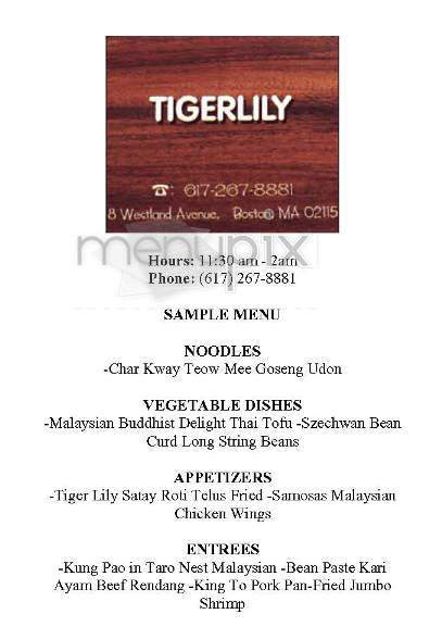 Tigerlily - Boston, MA menu_pic