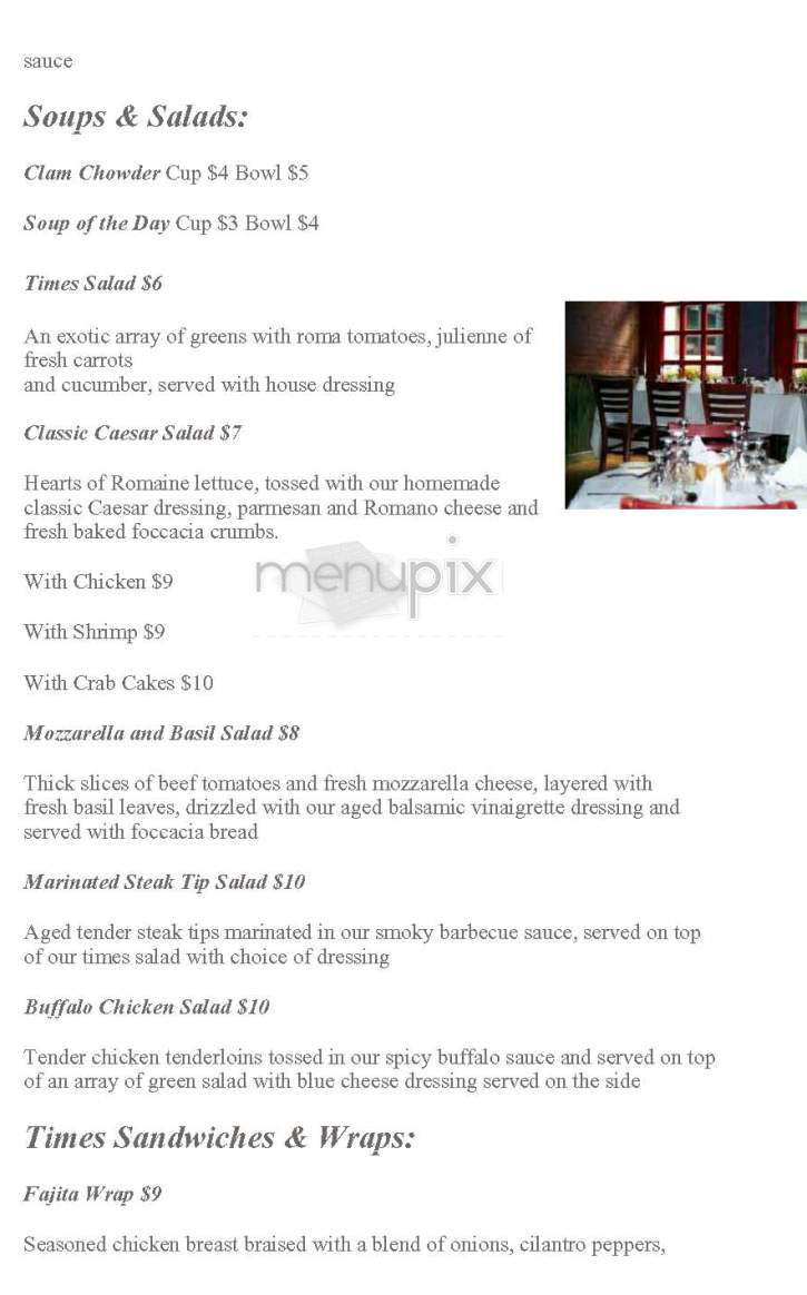 Times Irish Pub - Boston, MA menu_pic