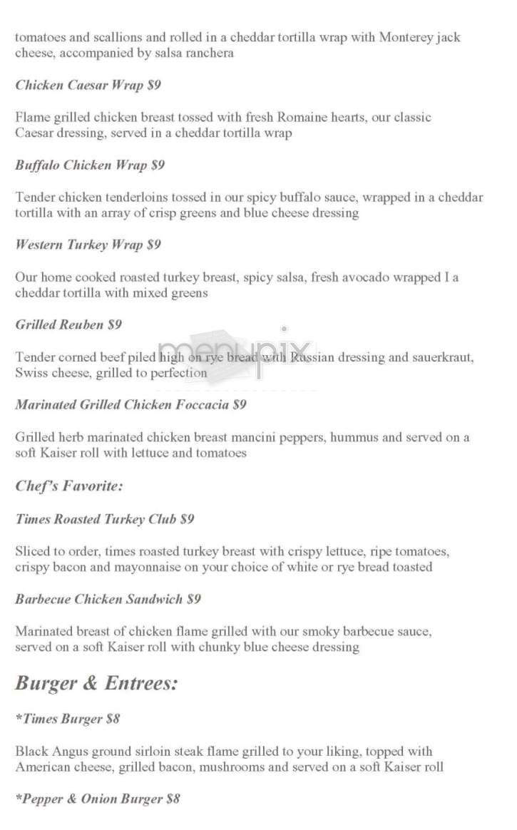 Times Irish Pub - Boston, MA menu_pic