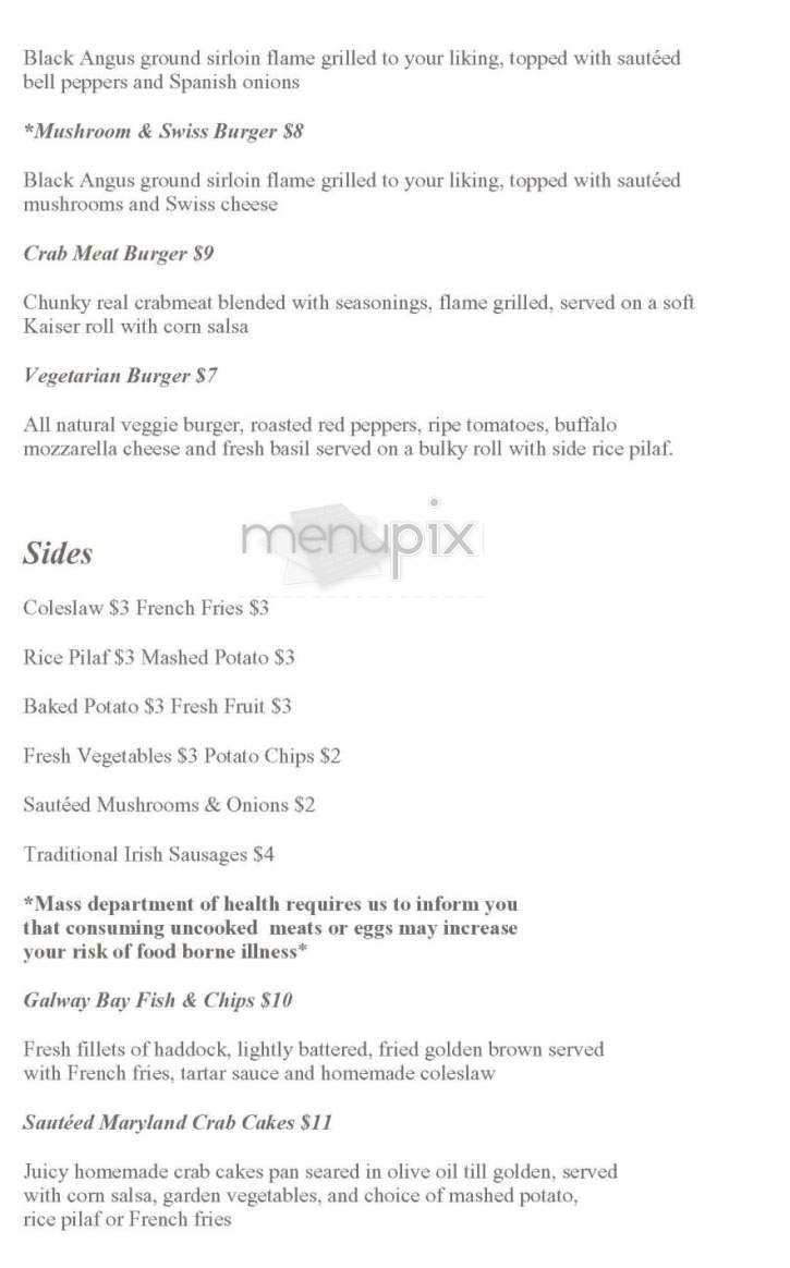 Times Irish Pub - Boston, MA menu_pic