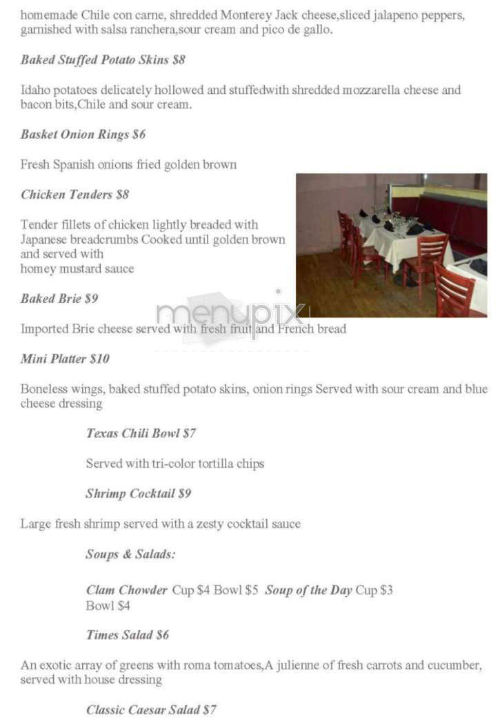 Times Irish Pub - Boston, MA menu_pic