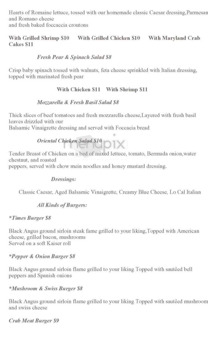 Times Irish Pub - Boston, MA menu_pic