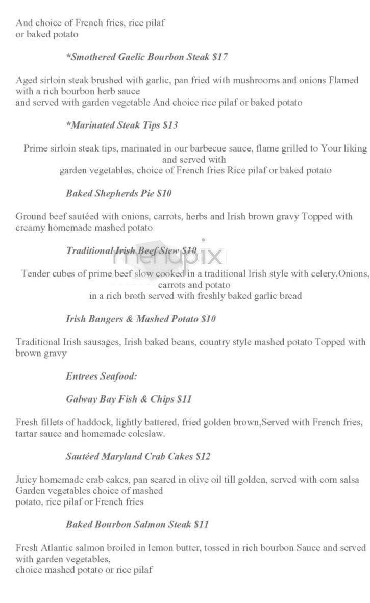 Times Irish Pub - Boston, MA menu_pic