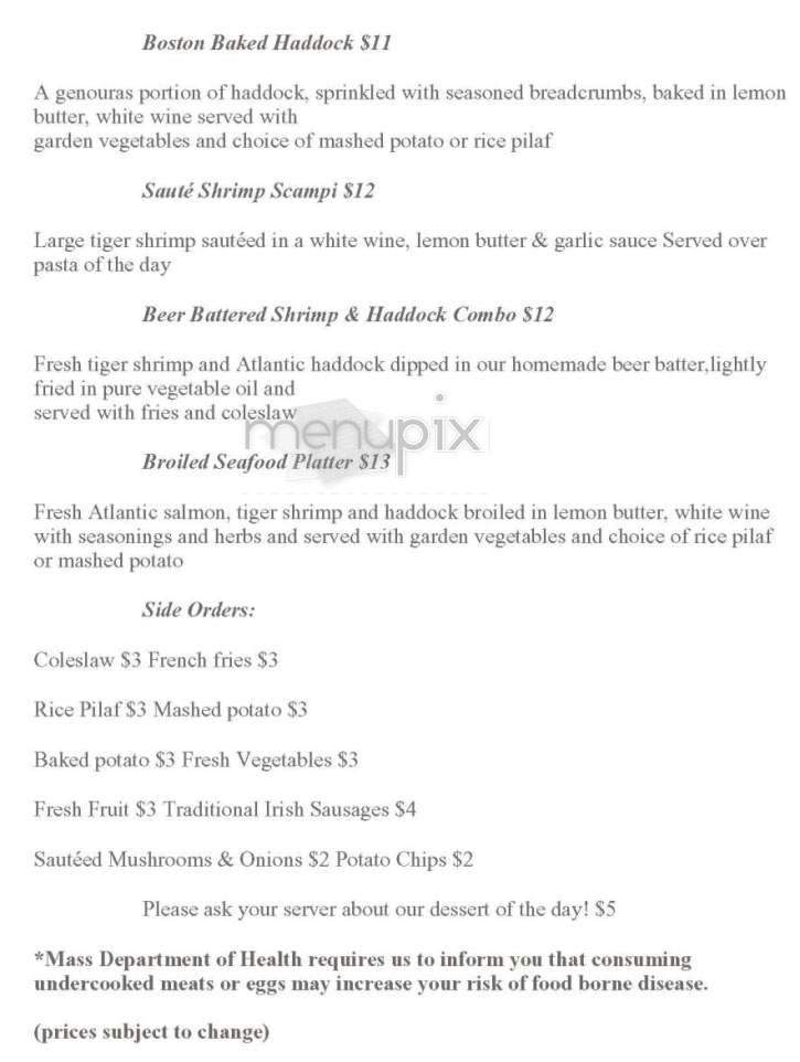 Times Irish Pub - Boston, MA menu_pic