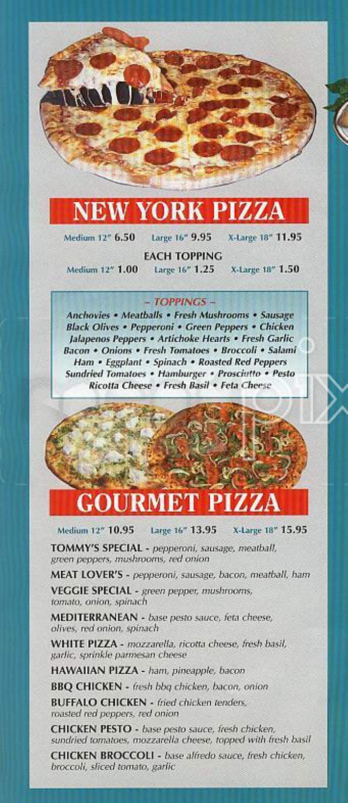 Tommy's Famous NY Pizza - Cambridge, MA menu_pic
