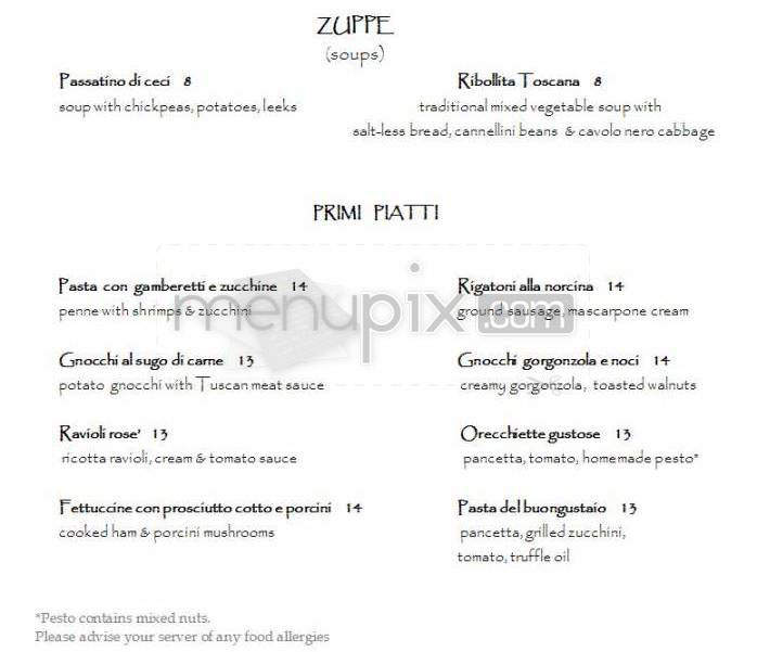 Trattoria Toscana - Boston, MA menu_pic