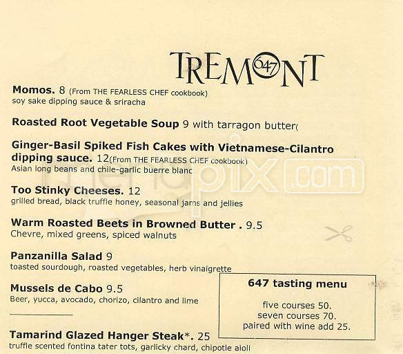 Tremont 647 - Boston, MA menu_pic