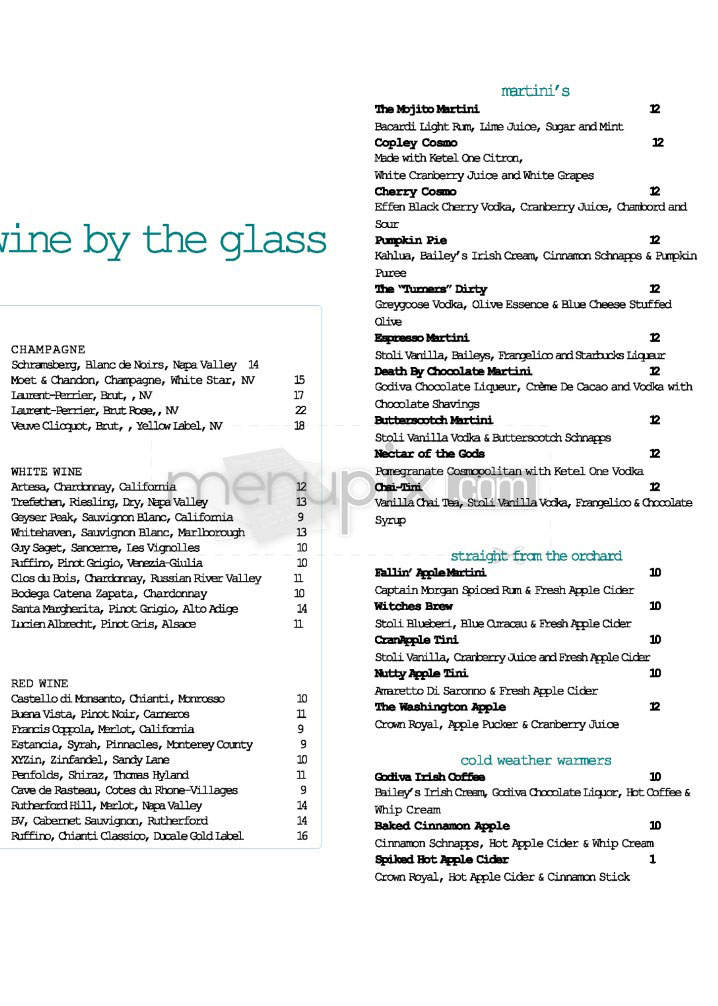 Turner Fisheries Restaurant and Bar - Boston, MA menu_pic