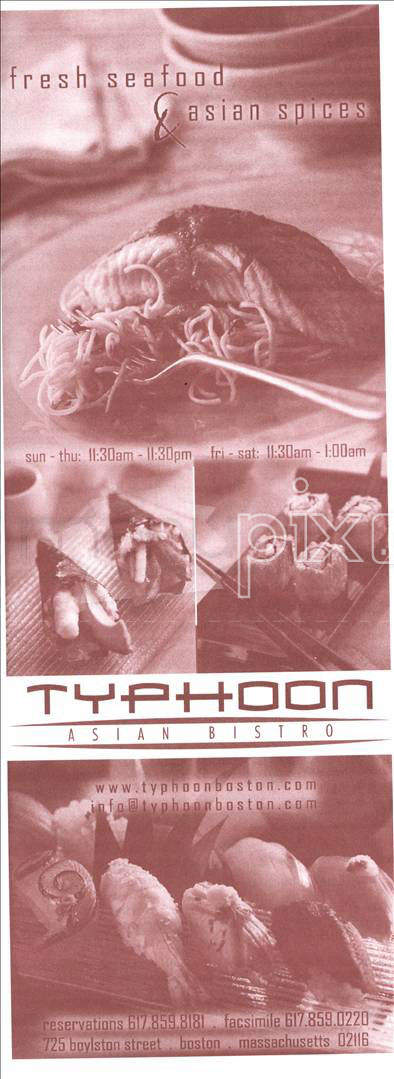 Typhoon Asian Bistro - Boston, MA menu_pic