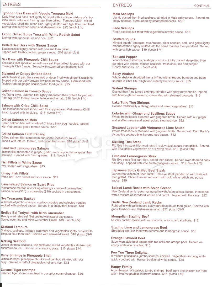 Typhoon Asian Bistro - Boston, MA menu_pic