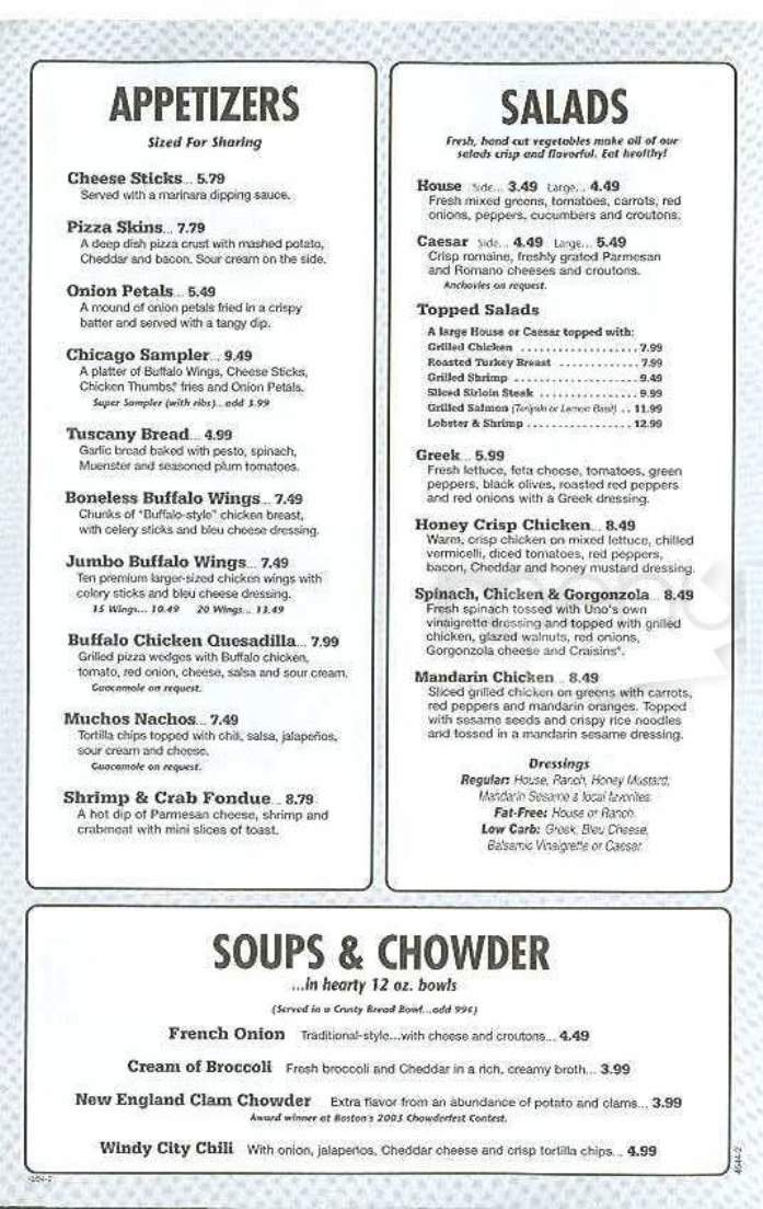 Pizzeria Uno's - Boston, MA menu_pic