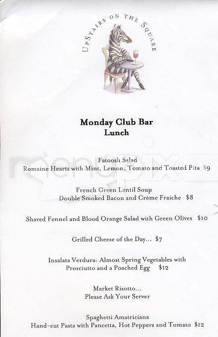 Upstairs On The Square - Cambridge, MA menu_pic