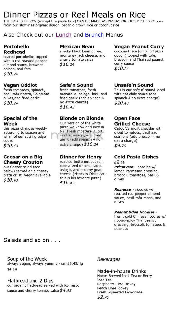 Veggie Planet - Cambridge, MA menu_pic