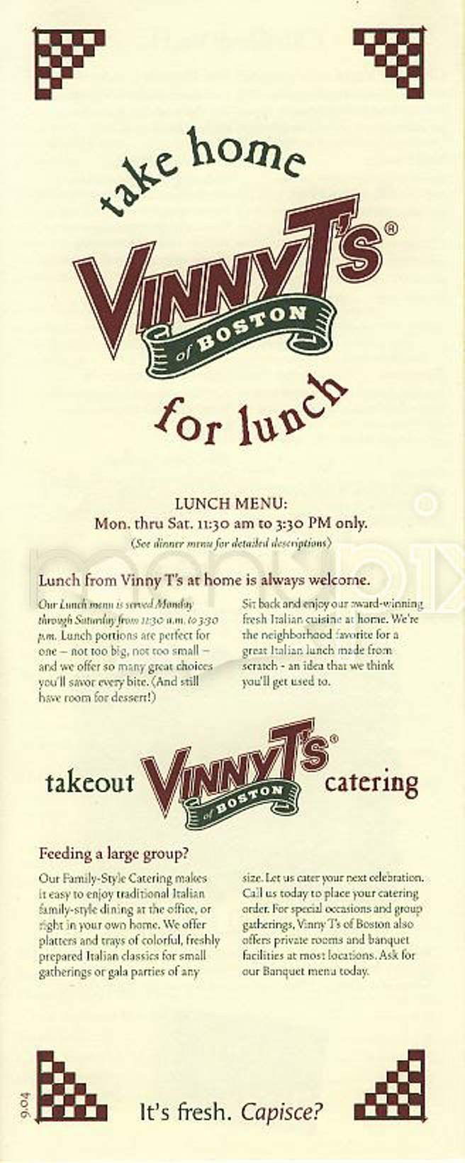 Vinny T's of Boston - Brookline, MA menu_pic