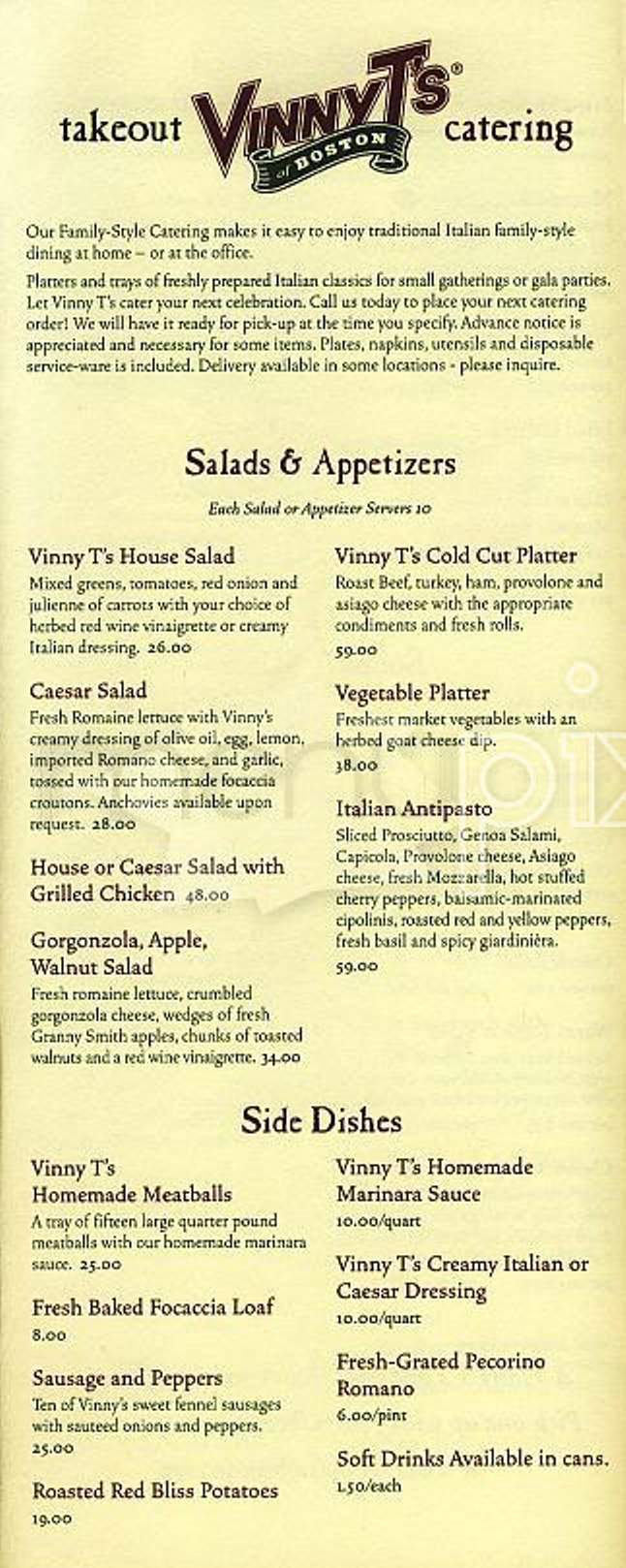 Vinny T's of Boston - Brookline, MA menu_pic