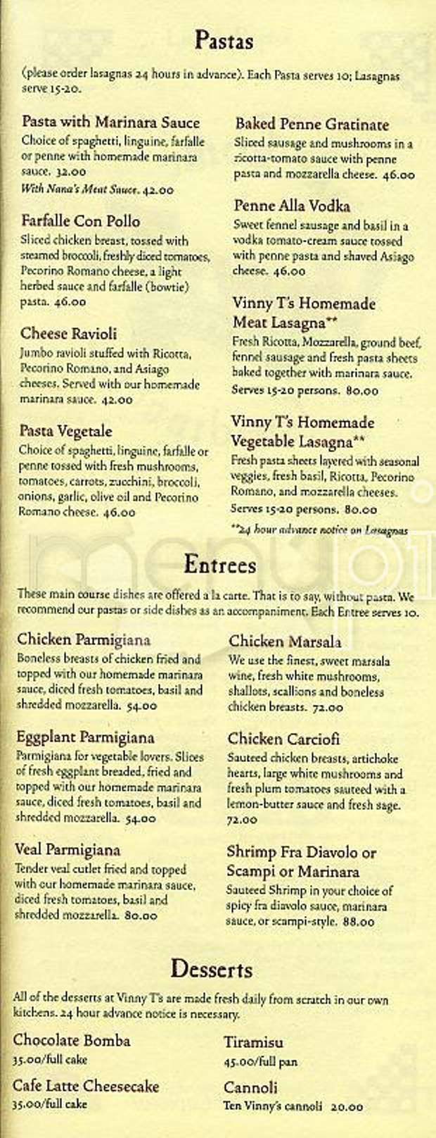 Vinny T's of Boston - Brookline, MA menu_pic