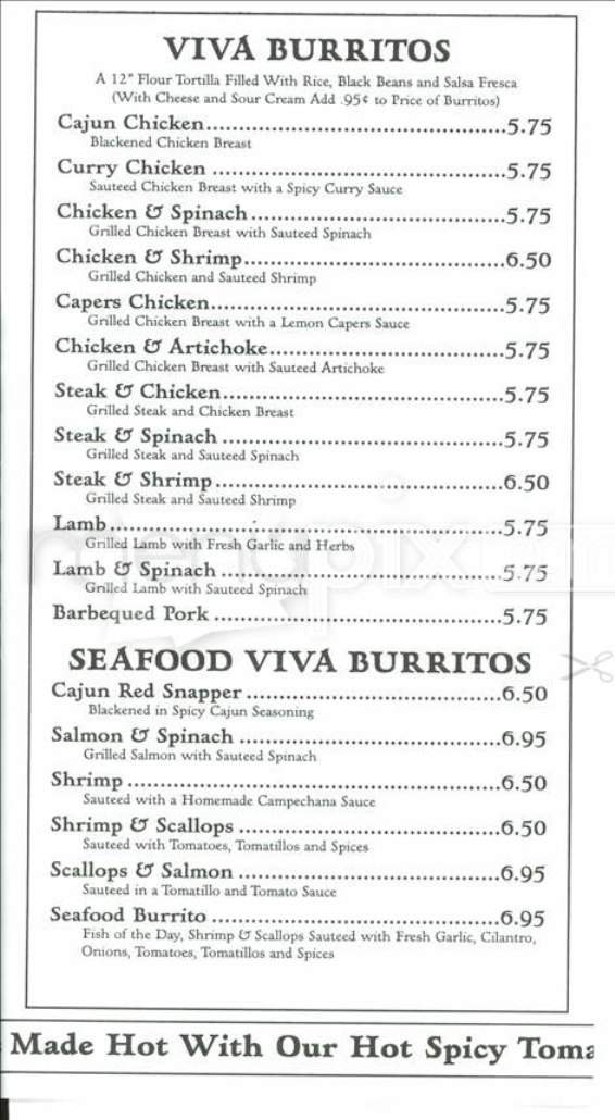 Viva Burrito - Dauphin, PA menu_pic