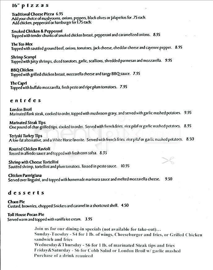 White Horse Tavern - Allston, MA menu_pic