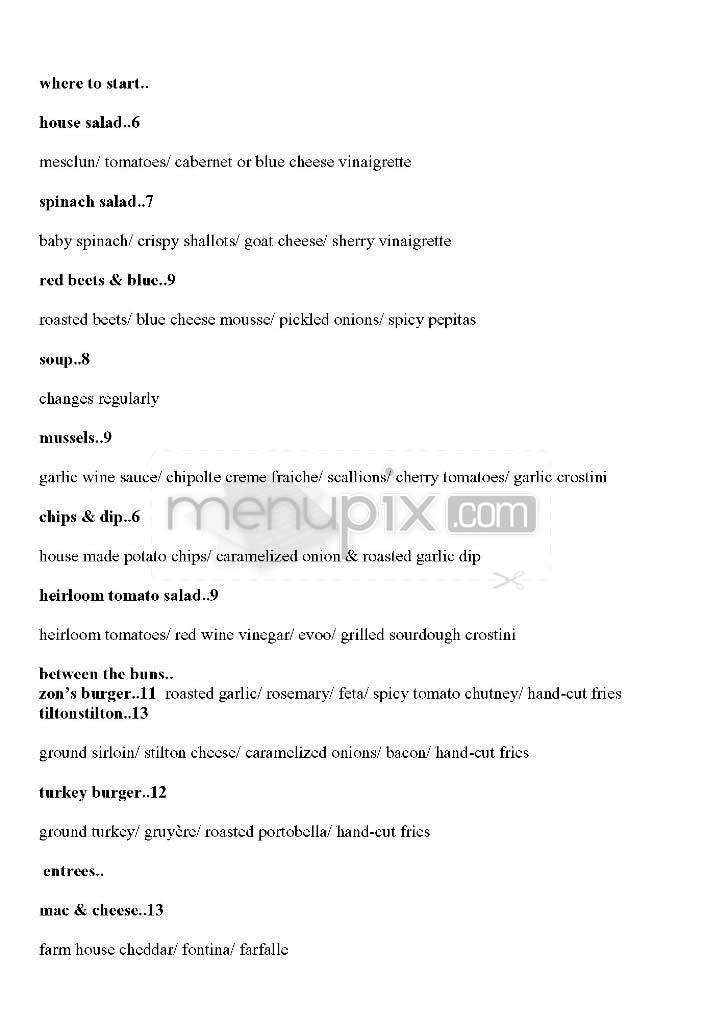 Zon's - Jamaica Plain, MA menu_pic