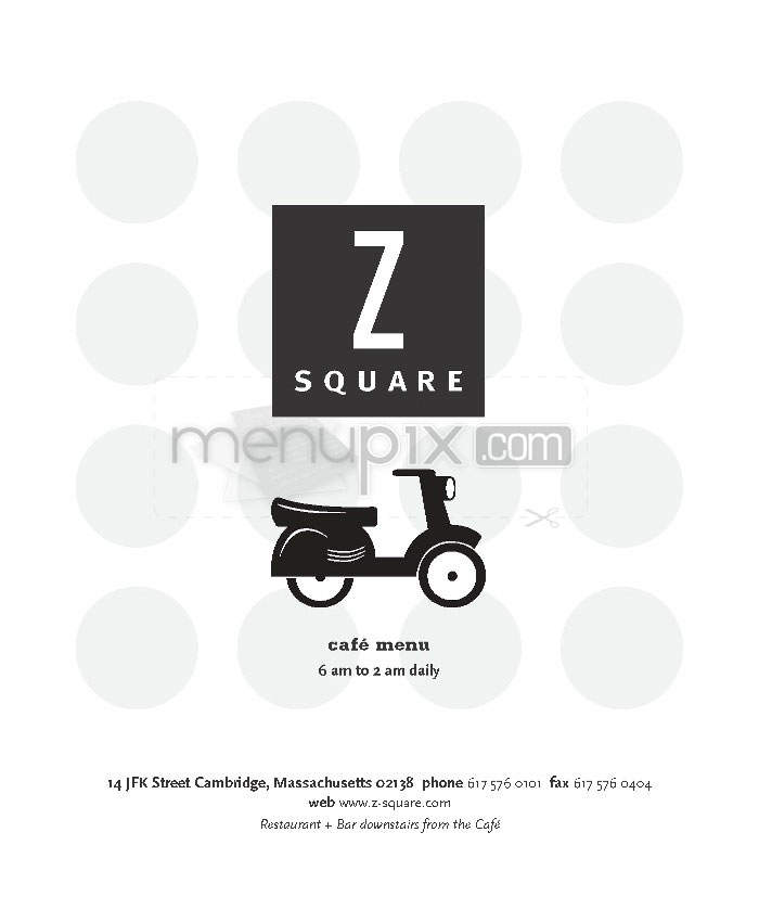 Z Square Restaurant & Bar - Cambridge, MA menu_pic