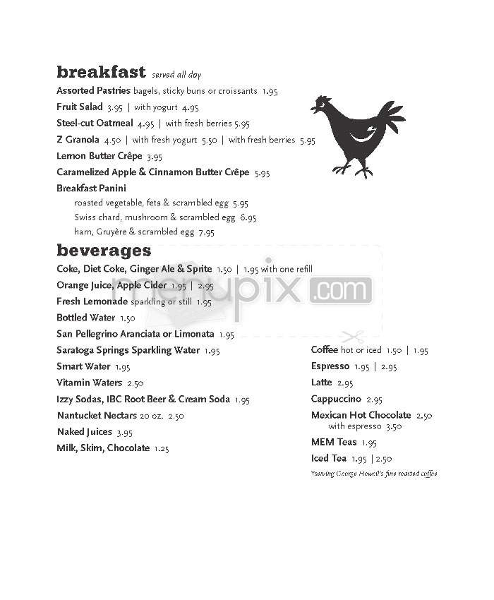 Z Square Restaurant & Bar - Cambridge, MA menu_pic