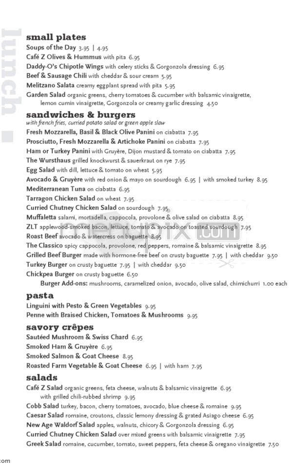 Z Square Restaurant & Bar - Cambridge, MA menu_pic